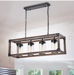 Antique Black Metal Wood Bubble Glass Cylinders Rectangular Chandelier FD-4671. Fixed Price $115.00.