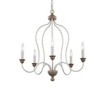 Feiss Hartsville 5 Light Chandelier - Chalk Washed Beachwood Coastal Farmhouse. Fixed Price $89.25.