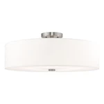 Livex Lighting Meridian 9" 5-LIGHT Metal & Fabric Semi Flush Brushed Nickel. Fixed Price $287.99.