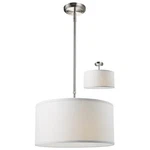 Z-lite Albion 3 Light Pendant, 16X9.5", Brushed Nickel, White Linen 171-16W-C. Fixed Price $214.99.