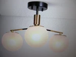 Lnc Modern 19 In. 3-LIGHT Black And Brass Semi-flush Mount W Frosted Globe Glass. Fixed Price $79.96.