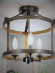 Lnc Modern Farmhouse Brown Drum Semi Flush Mount 3-LIGHT Faux Wood Ceiling. Fixed Price $37.95.