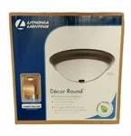 Lithonia Lighting Essentials 1-LIGHT Bronze Fluorescent Decor Round Flush Mount. Fixed Price $18.00.