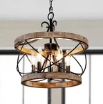 Oaks Aura Torres 5-LIGHT Farmhouse Weathered Wood Cage Rustic Pendant. Fixed Price $124.99.