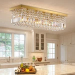 Chandelier 6 Light Crystal Flush Mount Ceiling Fixture Gold L31.5 Siljoy. Fixed Price $259.99.