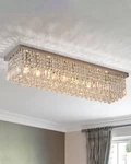7PM Rectangular Chandelier, Modern Dining Room Light Fixture With Luxury K9 R.... Fixed Price $270.70.