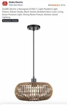 Novogratz X Globe Pendant Light Rattan Metal. Fixed Price $19.99.