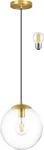 Koko&yukina 6-INCH Mini Globe Pendant Light Clear Glass Brass Finish Adjustable. Fixed Price $25.00.