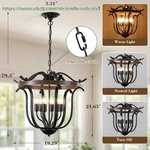 Chandelier 20" For High Ceiling, 6 Light Vintage Cage Pendant Fixture,. Fixed Price $161.50.