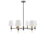 Arteriors Roma Chandelier - Antique Brass & Bronze With White Fabric Shades. Fixed Price $100.00.