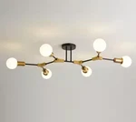 Yansun 35 In. 6-LIGHT Black & Gold Modern Sputnik Semi-flush Mount Chandelier. Fixed Price $47.99.