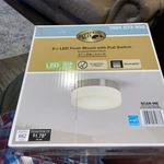 Hampton Bay 8" Led Flush Mount Light W/ Pull Switch Brushed Nickel Finish. Fixed Price $20.00.