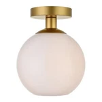 Living District Baxter 1-LIGHT Metal & Glass Flush Mount Brass/frosted White. Fixed Price $74.00.