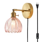 Plug And Hardwired Wall Sconces, Luxury Vintage Tulip Crystal Glass Shade .... Fixed Price $57.44.