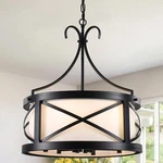 Hfyoxk Drum Round Farmhouse Chandeliers 6-LIGHT Modern .... Fixed Price $229.27.