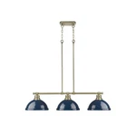 Golden Duncan 3-LIGHT Linear Pendant, Aged Brass/navy Blue 3602-3LPAB-NVY. Fixed Price $479.99.