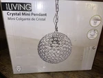 Decor Living Crystal Mini Pendant Chrome Finish, Model P5060-CHR (new Box). Fixed Price $25.00.