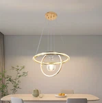 Gold Crystal Chandelier 2 Ring Modern Led Light Fixture. Fixed Price $116.09.