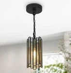 Hemera Plated 1-LIGHT Mercury Hanging Glass Drum Pendant With Black Chain. Fixed Price $48.74.