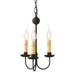 Irvins Country Tinware Small 3-ARM Primitive Chandelier Textured Black. Fixed Price $530.49.