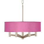Nickel Drum Pendant Chandelier 20" 6-LIGHT Radiant Orchid Faux Silk Kitchen. Fixed Price $349.99.