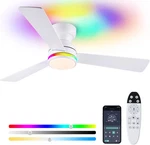 46" White Rgb Ceiling Fan With Remote, Quiet Dc Motor For Bedroom & Kids. Fixed Price $88.99.