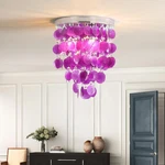 Elegant Purple Crystal Chandelier 3-LIGHT Semi Flush Mount Ceiling Fixture. Fixed Price $97.99.