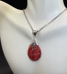 Vintage Sterling Silver, South Pacific Ocean Red Coral Pendant Necklace, 15. Fixed Price $38.00.