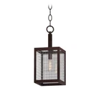Home Decorators Collection Oil-rubbed Bronze Mini Pendant, Clear Panel Shade. Fixed Price $37.99.