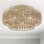 Crystorama Silas 16"W Wooden Beads And Rope Ceiling Light. Fixed Price $440.00.