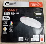 Commercial Electric LCN3002LM-01 12IN Led Flush Mount W/night Light Matte White. Fixed Price $28.99.