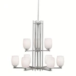 Kichler Eileen Chandelier 9LT, Brushed Nickel, Satin Etched Cased Opal - 1897NI. Fixed Price $884.97.