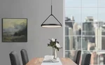 Home Decorators Townly 1-LIGHT Satin Black Led Pendant W/metal Ring Shad. Fixed Price $45.45.