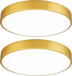 Dimmable Gold Led Ceiling Light Fixture, 15 Inch Flush Mount, 2 Pack. Fixed Price $149.99.