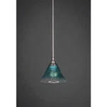 Toltec Lighting Stem Mini Pendant, 7' Teal Crystal Glass 23-BN-458. Fixed Price $154.00.