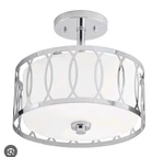 New Kichler Sabine Chrome Drum Semi Flush Pendant Light. Fixed Price $40.00.