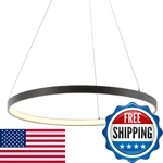 Jonathan Y 23.75 Matte Black Modern Integrated Led Pendant Light Dimmable Round. Fixed Price $155.12.