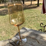 Vintage Tulip Stemmed Crystal Wine Glasses Light Amber Colored Set Of 2. Fixed Price $28.00.