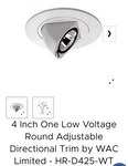 Wac HR-D425-WT. Fixed Price $35.00.