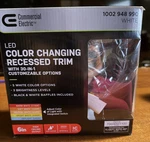 Commercial Electric 6IN 30 Lighting Color Changing Recessed Trim 53801101. Fixed Price $10.39.