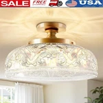 Vintage Glass Flush Mount Ceiling Light Fixture Super Bright Illuminate Home New. Fixed Price $71.42.