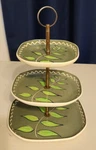Unusual Color Vintage 1950S Richard Hoffman Green 3-TIERED Stand Sprig Leaf. Fixed Price $99.99.