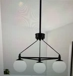 Etonimerr Mid Century 15.35IN. 3-LIGHT Black Metal Chandelier With White Frosted. Fixed Price $43.99.