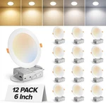 Mailcos 24-PACK 6" 5CCT Led Recessed Lights, 1050LM Dimmable With J-box, Etl. Fixed Price $122.33.