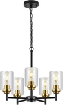 Modern 5-LIGHT Glass Chandelier Black Gold For Dining Room & Foyer. Fixed Price $126.99.