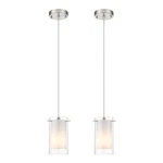 Akezon Modern Glass Pendant Pack, Adjustable Hanging 2-LIGHT, White. Fixed Price $82.86.