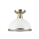 Globe Electric Beckett 10.35 In. Matte White Semi-flush Mount W/ Brass Accents. Fixed Price $25.46.