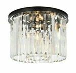 Flush Mount 6 Light Fixture Matte Black Ceiling Clear Crystal Chandelier 20". Fixed Price $813.34.
