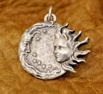 Moon Sun Face Starry Celestial Pendant 925 Sterling Silver 26" Necklace. Fixed Price $23.88.