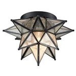 Daycent Black Moravian Star Light Flush Mount With Seeded Glass Shade Morocca.... Fixed Price $188.29.